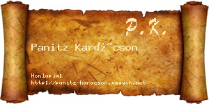 Panitz Karácson névjegykártya